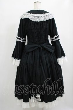 画像4: metamorphose / 【プラスサイズ】無地ラッセルレース姫袖ワンピース プラスサイズ ブラック/オフ白 H-25-09-28-001-ME-OP-NS-ZH