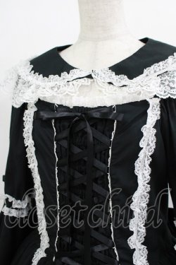 画像5: metamorphose / 【プラスサイズ】無地ラッセルレース姫袖ワンピース プラスサイズ ブラック/オフ白 H-25-09-28-001-ME-OP-NS-ZH