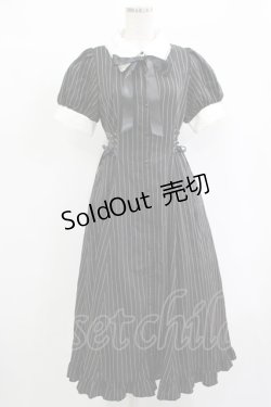 画像1: axes femme POETIQUE / ストライプロングワンピース M ブラック H-25-09-28-015-AX-OP-NS-ZH