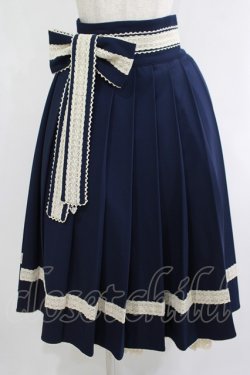 画像1: CHA CHA（海外ロリータブランド） / 袴風プリーツスカート L ネイビー H-25-09-28-022-PU-SK-NS-ZH