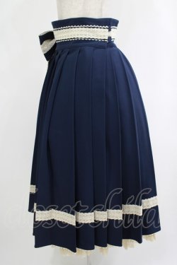 画像2: CHA CHA（海外ロリータブランド） / 袴風プリーツスカート L ネイビー H-25-09-28-022-PU-SK-NS-ZH