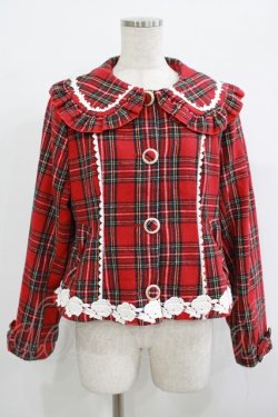 画像1: axes femme kawaii / ガーリーリボンショートコート M レッド H-25-09-28-025-AX-CO-NS-ZH