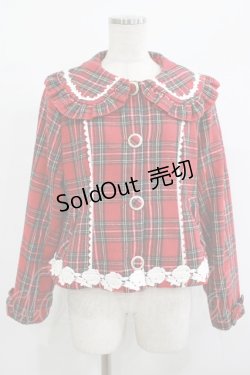 画像1: axes femme kawaii / ガーリーリボンショートコート M レッド H-25-09-28-025-AX-CO-NS-ZH