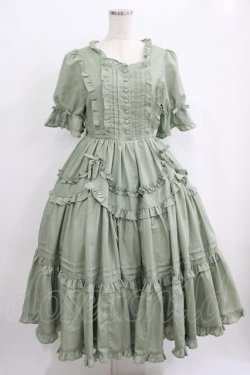 画像1: Chalmiere / フリルロングワンピース M グリーン H-25-09-29-001-PU-OP-NS-ZH