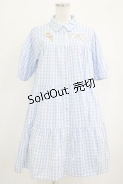 画像1: axes femme kawaii / 刺繍ティアードシャツワンピ M サックス H-25-09-29-029-AX-OP-NS-ZH