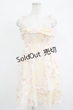 画像1: LIZ LISA / シャーリングワンピース Free ピンク/イエロー H-25-09-29-034-LO-OP-NS-ZH