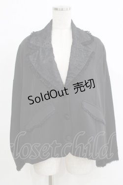 画像1: DearMyLove / ビッグシルエットレレース襟ジャケット L ブラック H-25-09-29-041-EL-JA-NS-ZH