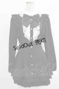 画像1: Secret Honey / アクセサリーリボンレースフリルセットアップ Free ブラック H-25-09-29-042-CA-OP-NS-ZH