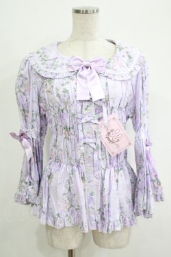 画像1: metamorphose / 【プラスサイズ】シャーロット丸襟姫袖ブラウス プラスサイズ ラベンダー H-25-09-29-046-ME-BL-NS-ZH