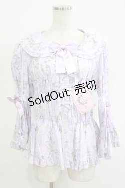 画像1: metamorphose / 【プラスサイズ】シャーロット丸襟姫袖ブラウス プラスサイズ ラベンダー H-25-09-29-046-ME-BL-NS-ZH