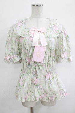 画像1: metamorphose / 【プラスサイズ】シャーロットスクエアあき半袖ブラウス プラスサイズ ミント H-25-09-29-047-ME-BL-NS-ZH
