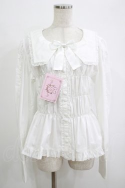 画像1: metamorphose / 【プラスサイズ】スクエアカラー2WAYブラウス プラスサイズ オフ白 H-25-09-29-048-ME-BL-NS-ZH