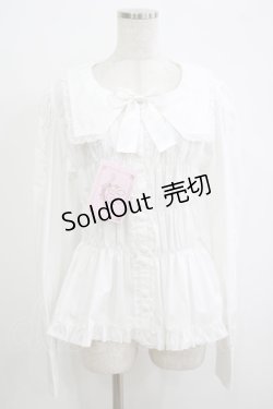 画像1: metamorphose / 【プラスサイズ】スクエアカラー2WAYブラウス プラスサイズ オフ白 H-25-09-29-048-ME-BL-NS-ZH