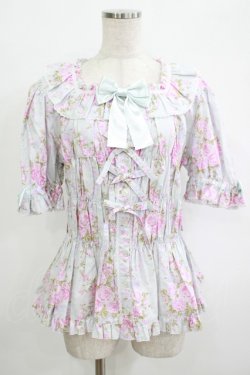 画像1: metamorphose / 【プラスサイズ】シャーロットスクエアあき半袖ブラウス プラスサイズ ミント H-25-09-29-050-ME-BL-NS-ZH