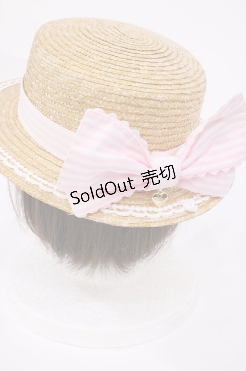 画像2: Angelic Pretty / ストライプリボンストローHAT  ピンク H-25-09-29-1035-AP-AC-NS-ZH-K004 (2)