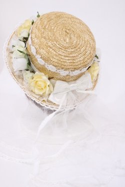 画像2: Angelic Pretty / RoseチュールストローHat  ナチュラル H-25-09-29-1036-AP-AC-NS-ZH