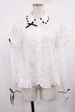 画像1: Angelic Pretty / はしごリボンカラーブラウス Free オフ/ブラック H-25-09-29-1028-AP-BL-NS-ZH