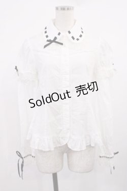 画像1: Angelic Pretty / はしごリボンカラーブラウス Free オフ/ブラック H-25-09-29-1028-AP-BL-NS-ZH