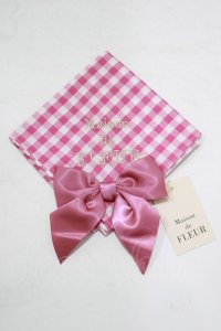 Maison de FLEUR / ギンガムチェックビッグリボンハンカチ  ピンク H-25-09-29-062-LO-ZA-NS-ZH