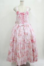 画像1: metamorphose / 【プラスサイズ】シャーロットロングティアードジャンパースカート プラスサイズ ピンク H-25-09-29-008-ME-OP-NS-ZH (1)