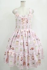 画像1: metamorphose / 【プラスサイズ】Classic Tea House レースアップジャンパースカート プラスサイズ ピンク H-25-09-29-009-ME-OP-NS-ZH (1)