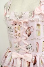 画像5: metamorphose / 【プラスサイズ】Classic Tea House レースアップジャンパースカート プラスサイズ ピンク H-25-09-29-009-ME-OP-NS-ZH (5)