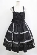 metamorphose / 【プラスサイズ】シャーリングティアードジャンパースカート プラスサイズ ブラック/ホワイト H-25-09-29-010-ME-OP-NS-ZH