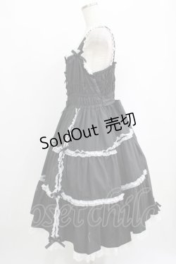 画像2: metamorphose / 【プラスサイズ】シャーリングティアードジャンパースカート プラスサイズ ブラック/ホワイト H-25-09-29-010-ME-OP-NS-ZH