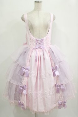 画像1: metamorphose / 【プラスサイズ】Mellifluous フロントあきフリルジャンパースカート プラスサイズ ピンク H-25-09-29-014-ME-OP-NS-ZH