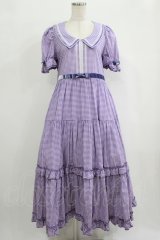 Maria pipi / セーラーカラーチェックレースドレス Free ラベンダー H-25-09-29-016-EL-OP-NS-ZH