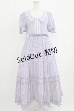 画像1: Maria pipi / セーラーカラーチェックレースドレス Free ラベンダー H-25-09-29-016-EL-OP-NS-ZH
