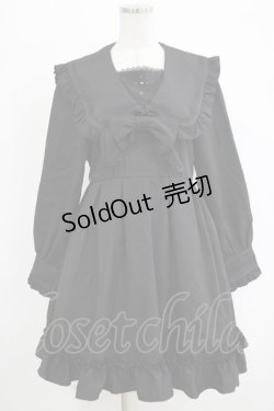 画像1: DearMyLove / クロス刺繍セーラーワンピース L ブラック H-25-09-29-020-EL-OP-NS-ZH