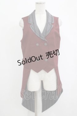 画像1: 第二城（海外ロリータブランド） / ストライプベスト XL グレー/ワイン H-25-09-30-1039-PU-JA-NS-ZH
