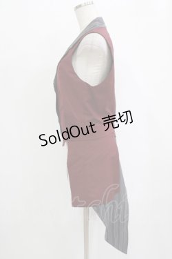 画像2: 第二城（海外ロリータブランド） / ストライプベスト XL グレー/ワイン H-25-09-30-1039-PU-JA-NS-ZH