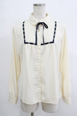 画像1: Fi.n.t / はしごリボン使いタイ付きブラウス Free OFF×NAVY H-25-09-30-1045-CA-BL-NS-ZH