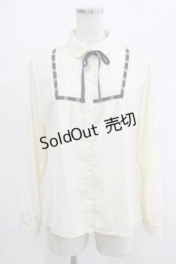 画像1: Fi.n.t / はしごリボン使いタイ付きブラウス Free OFF×NAVY H-25-09-30-1045-CA-BL-NS-ZH