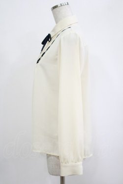 画像2: Fi.n.t / はしごリボン使いタイ付きブラウス Free OFF×NAVY H-25-09-30-1045-CA-BL-NS-ZH