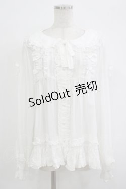 画像1: Cute.Q（海外ロリータブランド） / フリルリボンブラウス L オフ H-25-09-30-1047-GO-BL-NS-ZH