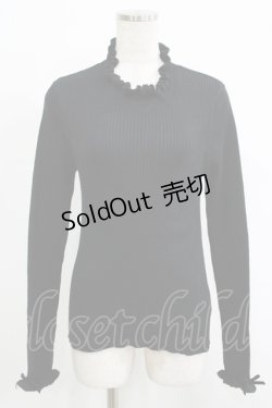 画像1: Secret Honey / ハイネックフリルニット Free ブラック H-25-09-30-1049-CA-TO-NS-ZH