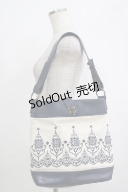 画像1: axes femme / 刺繍ショルダーバッグ  オフ/ネイビー H-25-09-30-1053-AX-BG-NS-ZH