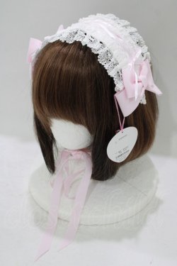 画像1: BABY,THE STARS SHINE BRIGHT / はしごレースのスピンドールヘッドドレス (綿サテン生地)  ピンク H-25-09-30-1076-BA-AC-NS-ZH