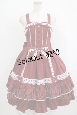 画像1: metamorphose / メアリーはしごレースジャンパースカート(無地) サイズ1 えんじ H-25-09-30-1008-ME-OP-NS-ZH