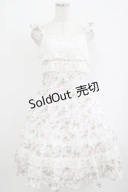 画像1: 魔法茶会（海外ロリータブランド） / 花柄スカラップジャンパースカート L オフ/ピンク H-25-09-30-1011-EL-OP-NS-ZH