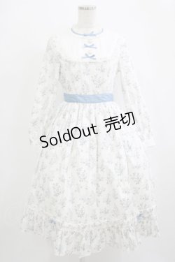 画像1: Bunny魔法森林（海外ロリータブランド） / ヨーク切替花柄ワンピース Free オフ/サックス H-25-09-30-1012-PU-OP-NS-ZH