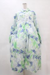 merry jenny / fog flowerシャツワンピース  ブルー H-25-10-01-034-LO-OP-KB-ZH