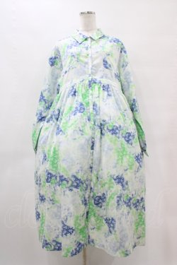 画像1: merry jenny / fog flowerシャツワンピース  ブルー H-25-10-01-034-LO-OP-KB-ZH