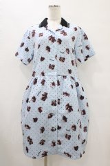 MILK / Gummiesシャツワンピース  サックス×リコリスグミ H-25-10-01-035-ML-OP-KB-ZH