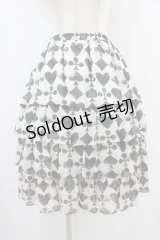 Leur Getter / トランプモチーフシフォンスカート  アイボリー H-25-10-01-043-LU-SK-KB-ZH