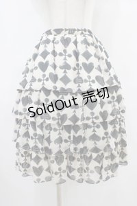 Leur Getter / トランプモチーフシフォンスカート  アイボリー H-25-10-01-043-LU-SK-KB-ZH