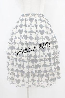 画像1: Leur Getter / トランプモチーフシフォンスカート  アイボリー H-25-10-01-043-LU-SK-KB-ZH